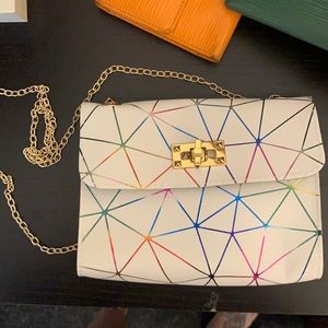 Mini white & rainbow shoulder bag